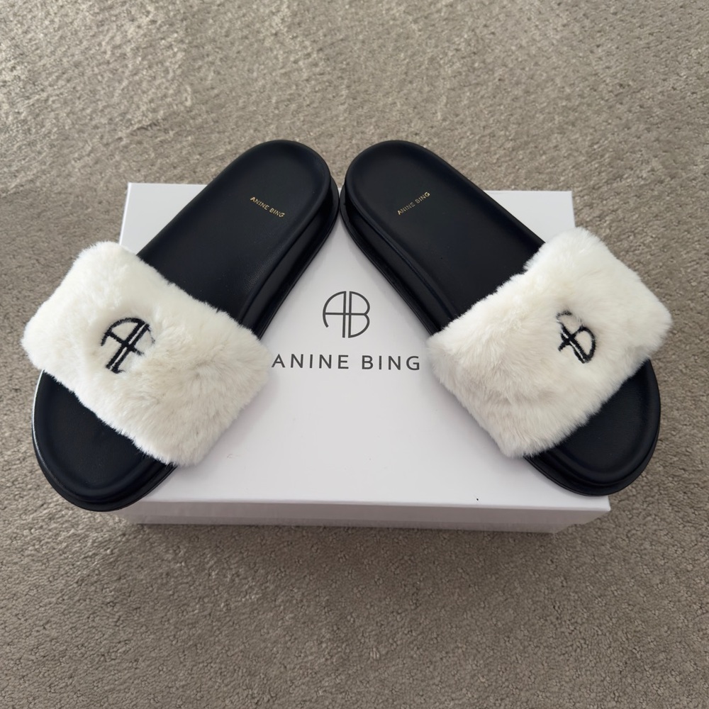 Anine Bing Fluffy Slides - image 1